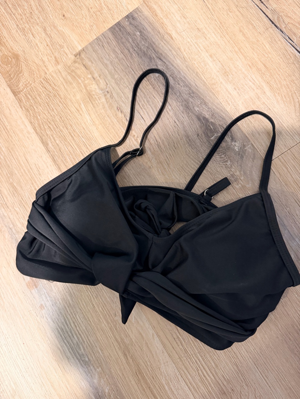 Black Twist-Front Bikini Top Women Size Large